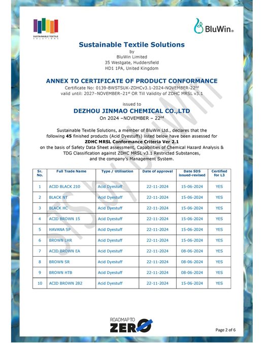 ZDHC MRSL V3.1 product conformance annex page 2