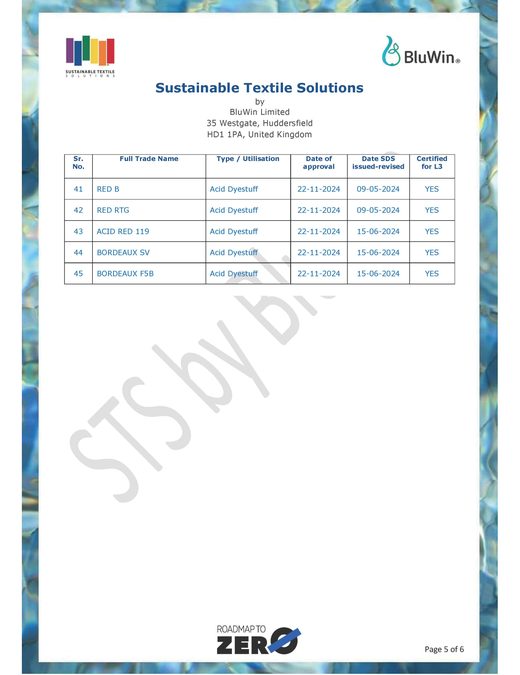 ZDHC certified acid dyestuff list page 5